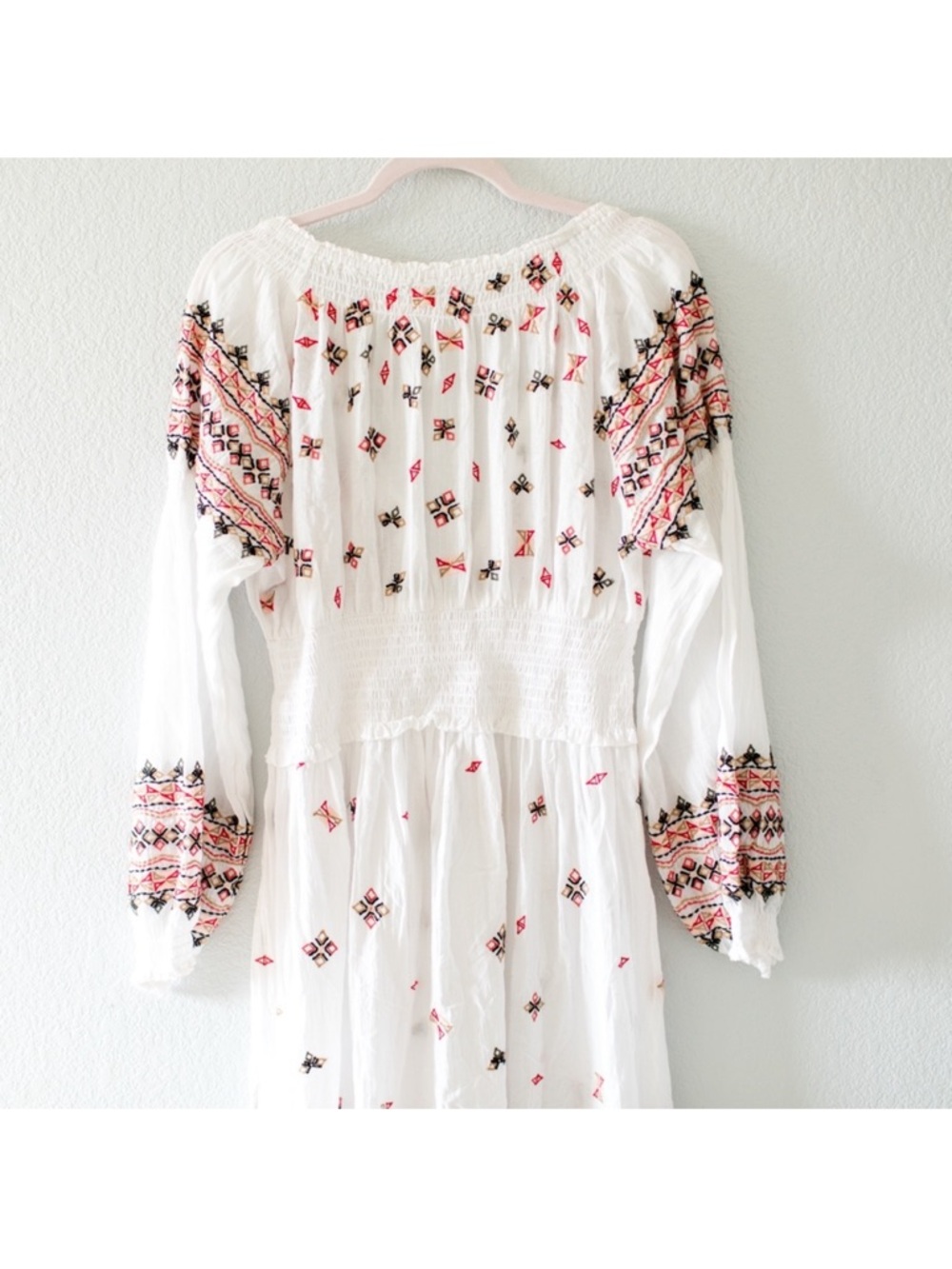Free People White Boho Embroidered Maxi Dress with Pink and Black Accents - Picture 16 of 16